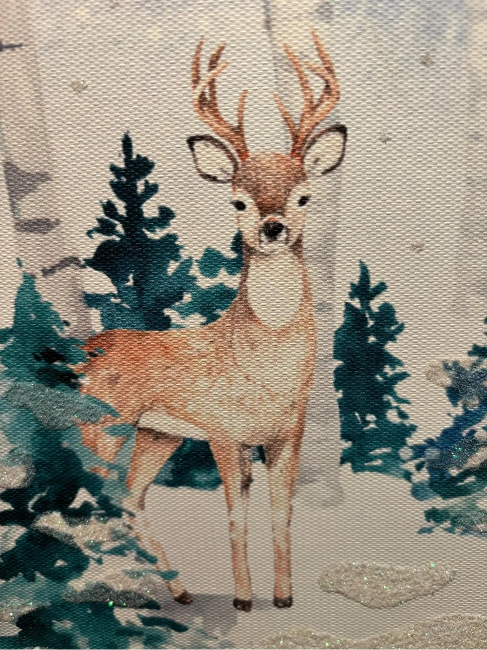 Clementine Paper Inc. Winter Holiday Deer Canvas Wall Art. 11” x 14” x 1.75.”